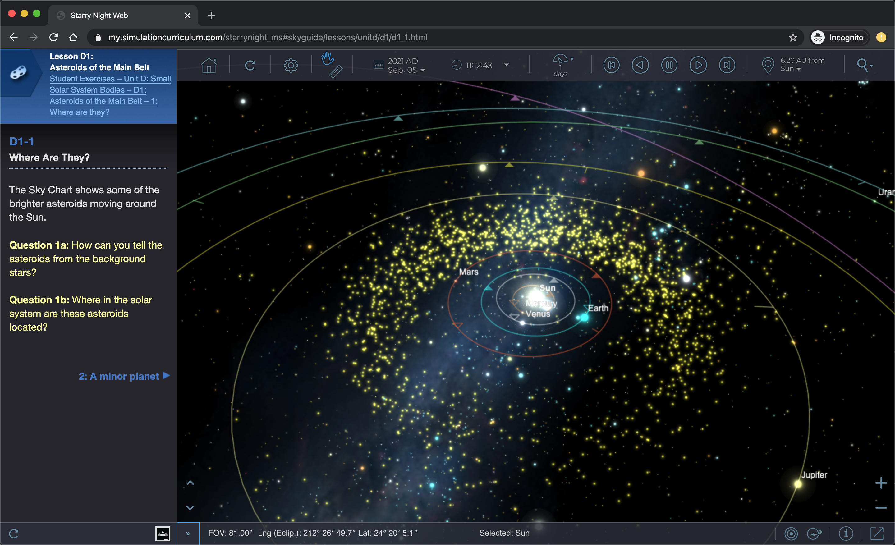 Starry Night Elementary School Solar System Screenshot