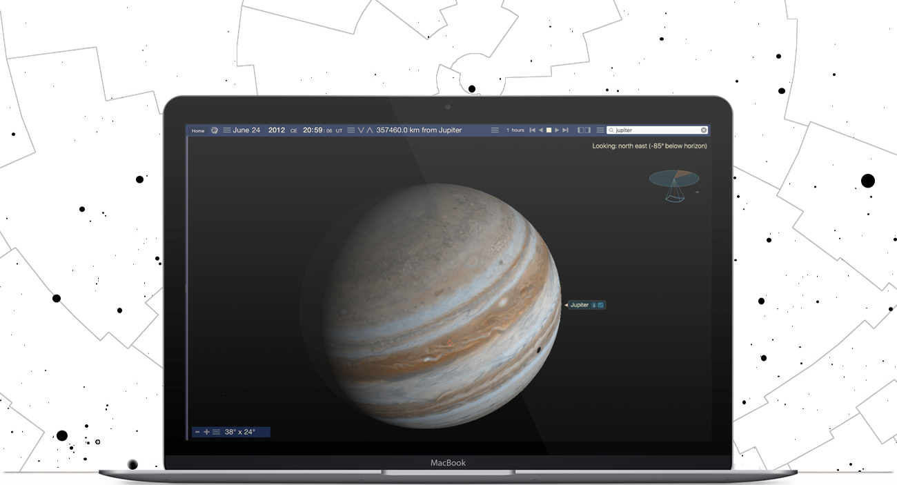 Apple Macbook running Starry Night Elementary School software showing the planet of Jupiter