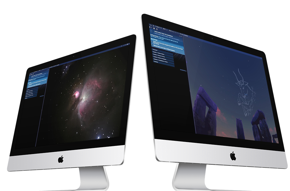 Apple iMacs running Starry Night Elementary School software showing 