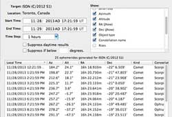 Starry Night College Ephemeris Generator Feature