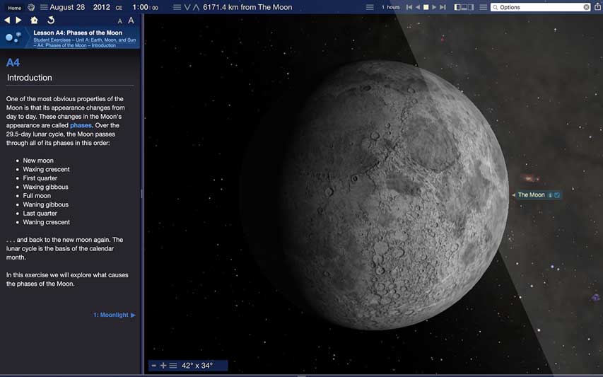 Starry Night Middle School Moon Phases Simulation Screenshot