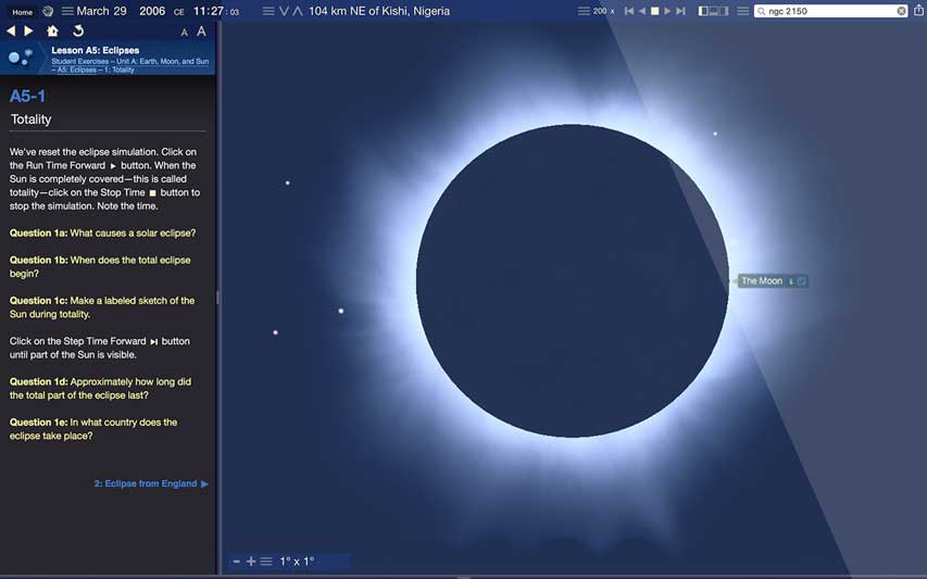 Starry Night High School Total Eclipse Simulation Screenshot