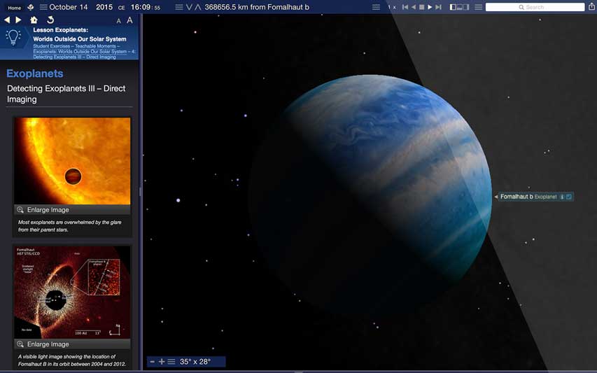 Starry Night Middle School Exoplpanet Imaging Simulation Screenshot
