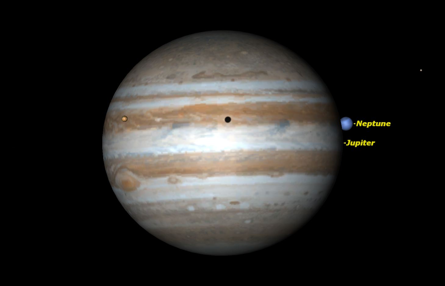 On the night of 1613 January 3/4, Jupiter actually occulted Neptune. Credit: Starry Night Software.