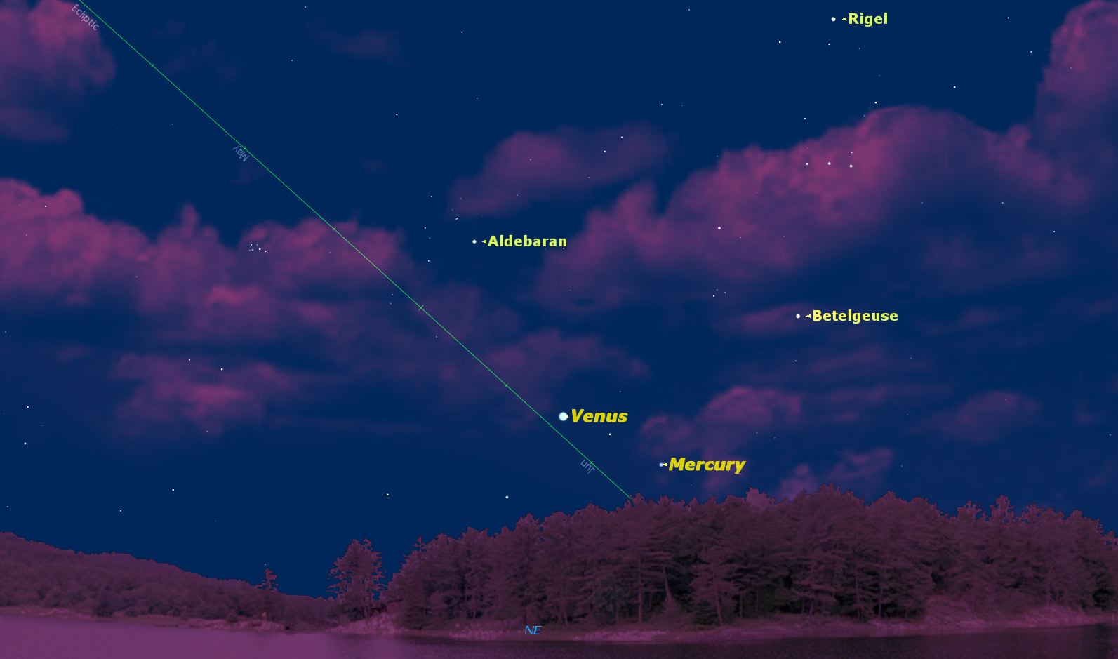 Mercury at greatest elongation Credit: Starry Night software.