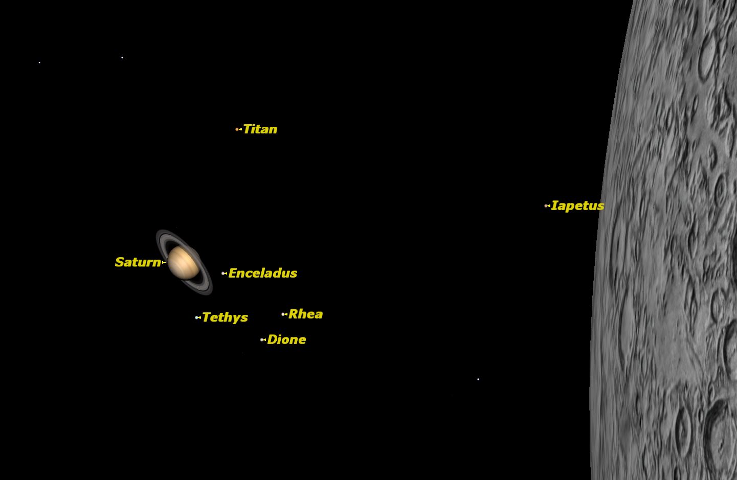 Saturn and the Moon Credit: Starry Night software.