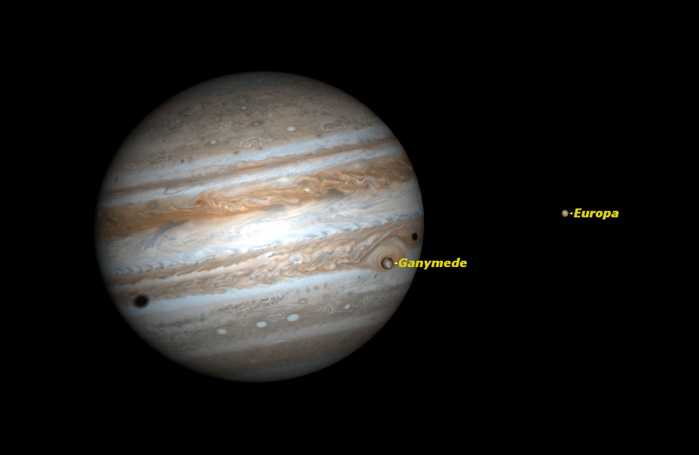 Double shadow transit on Jupiter: Starry Night software.